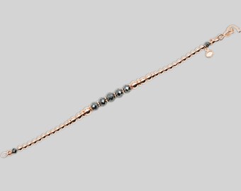 14K Gold Bead Bracelet, Semi-precious Stone Beads, Real Solid Gold Bracelet, Gold Ball Bracelet, Perfect Gift for her/him for Valentines day