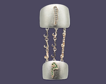 Spiritual Protection Double Ring with Elif-Lam-Mim Arabic Letters, Handmade Limited Edition Rings