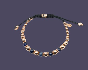 14K Gold Bead Bracelet, Semi-precious Stone Beads, Real Solid Gold Bracelet, Gold Ball Bracelet, Perfect Gift for her/him for Valentines day