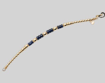 14K Gold Bead Bracelet, Semi-precious Stone Beads, Real Solid Gold Bracelet, Gold Ball Bracelet, Perfect Gift for her/him for Valentines day