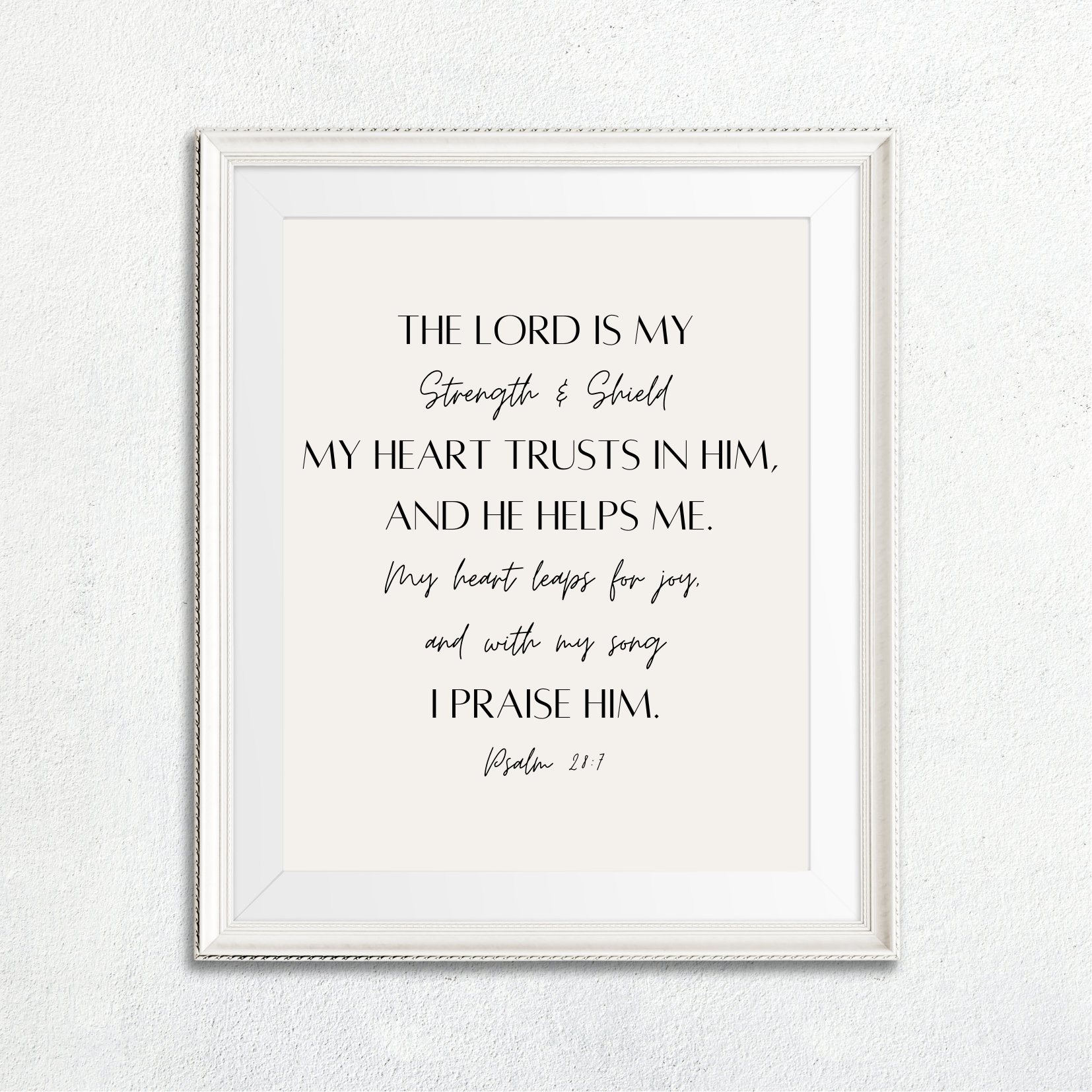 The Lord is My Strength and Shield / Christian Bible Verse Wall Art ...