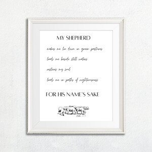 The Lord is My Shepherd / Christian Bible Verse Wall Art / Printable Instant Download / Psalm 23 / Modern, Encouraging, Restful, Selah