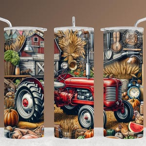 Farm Collage Tumbler Wrap Tractor PNG Instant Download 20 oz Sublimation Design for Rustic Home Decor
