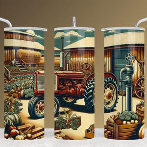 Farm Tumbler Wrap Instant Download Tractor PNG Sublimation Design for 20 oz Tumblers Rustic Farmhouse Decor