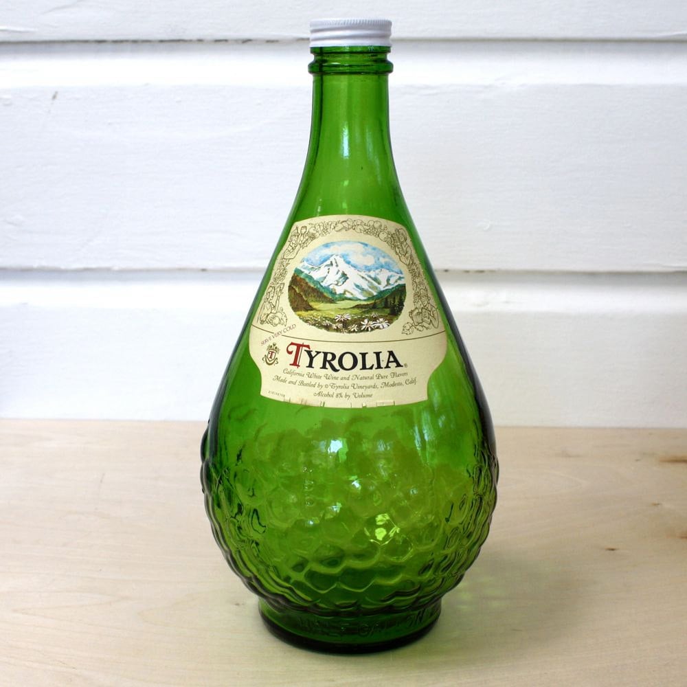 Green Glass Wine Bottle Tyrolia Etsy
