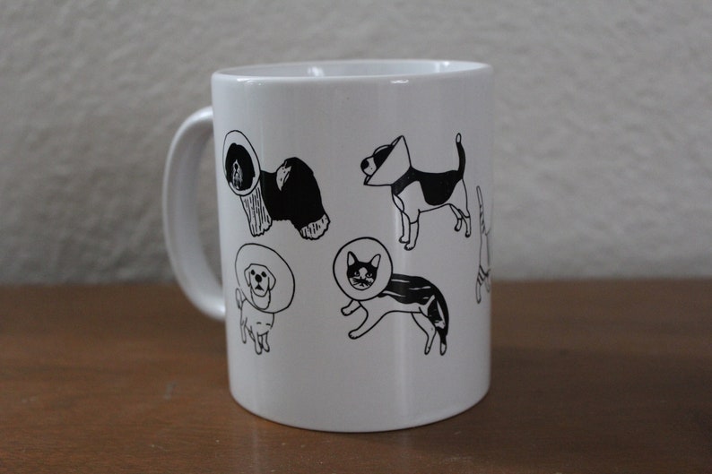 Cats and Dogs Mug, Veterinarian Gift, Cone Cat Mug, Cone Dogs, Cone of Shame, Dog Mug, Cat Mug image 3