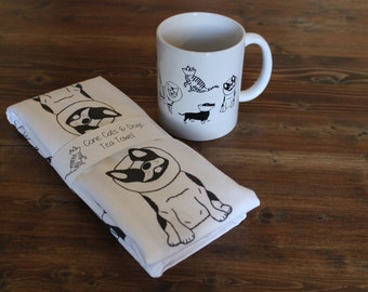 Tea Towel and Mug Gift Set / Veterinarian Gifts / Cats and Dogs Mug / Cats and Dogs Tea Towel / Veterinarian Gift Mug and Tea Towel Set