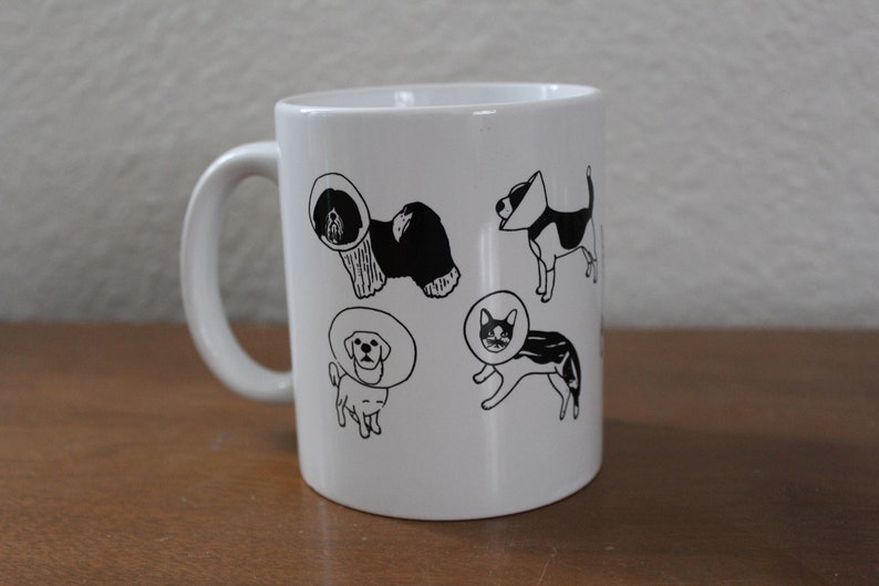 Cats and Dogs Mug, Veterinarian Gift, Cone Cat Mug, Cone Dogs, Cone of Shame, Dog Mug, Cat Mug image 2