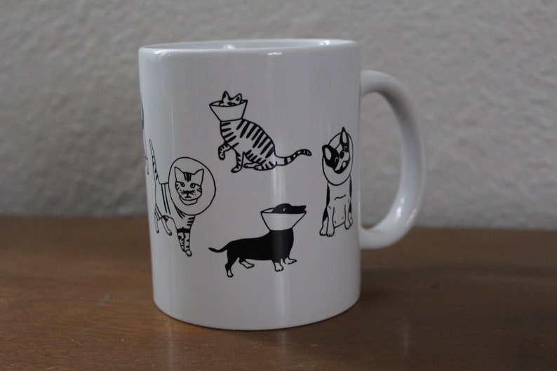 Cats and Dogs Mug, Veterinarian Gift, Cone Cat Mug, Cone Dogs, Cone of Shame, Dog Mug, Cat Mug image 4