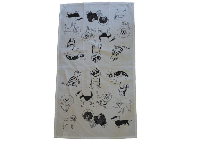 Veterinarian Gift Veterinarian Gift Tea Towel Cats and Dogs Tea Towel Cone Cats Cone Dogs Tea Towel Veterinarians Gift