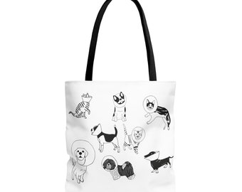 Cone Dog and Cone Cat Tote Bag / Veterinarian Gift Tote Bag / Cone of Shame Tote Bag