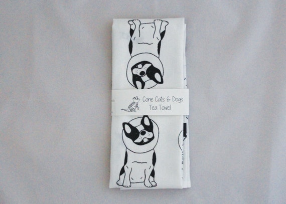 Veterinarian Gift  Veterinarian Gift Tea Towel  Cats and Dogs Tea Towel  Cone Cats Cone Dogs Tea Towel  Veterinarians Gift