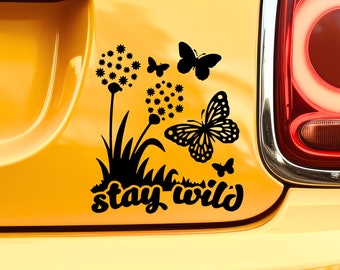 Stay Wild Vinyl Decal - Wildflower Sticker Wildflower Car Decals for Laptop Decal for Tumblers Water Bottle Decals for Trucks Mirror Window