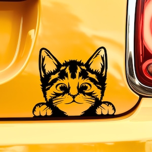 Sticker tête d'affiche chat - Stickers vinyles invisibles Stickers chat pour voiture Stickers verre Sticker pour ordinateur portable Sticker fenêtre Stickers mignons déco chat