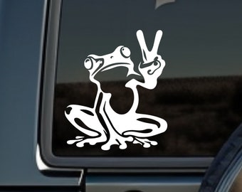 Frieden Frosch Aufkleber - Vinyl Aufkleber Frieden Frosch Auto Aufkleber Becher Aufkleber Peace Zeichen Aufkleber Niedlicher Laptop Aufkleber Auto Fenster Aufkleber Peace Zeichen Aufkleber