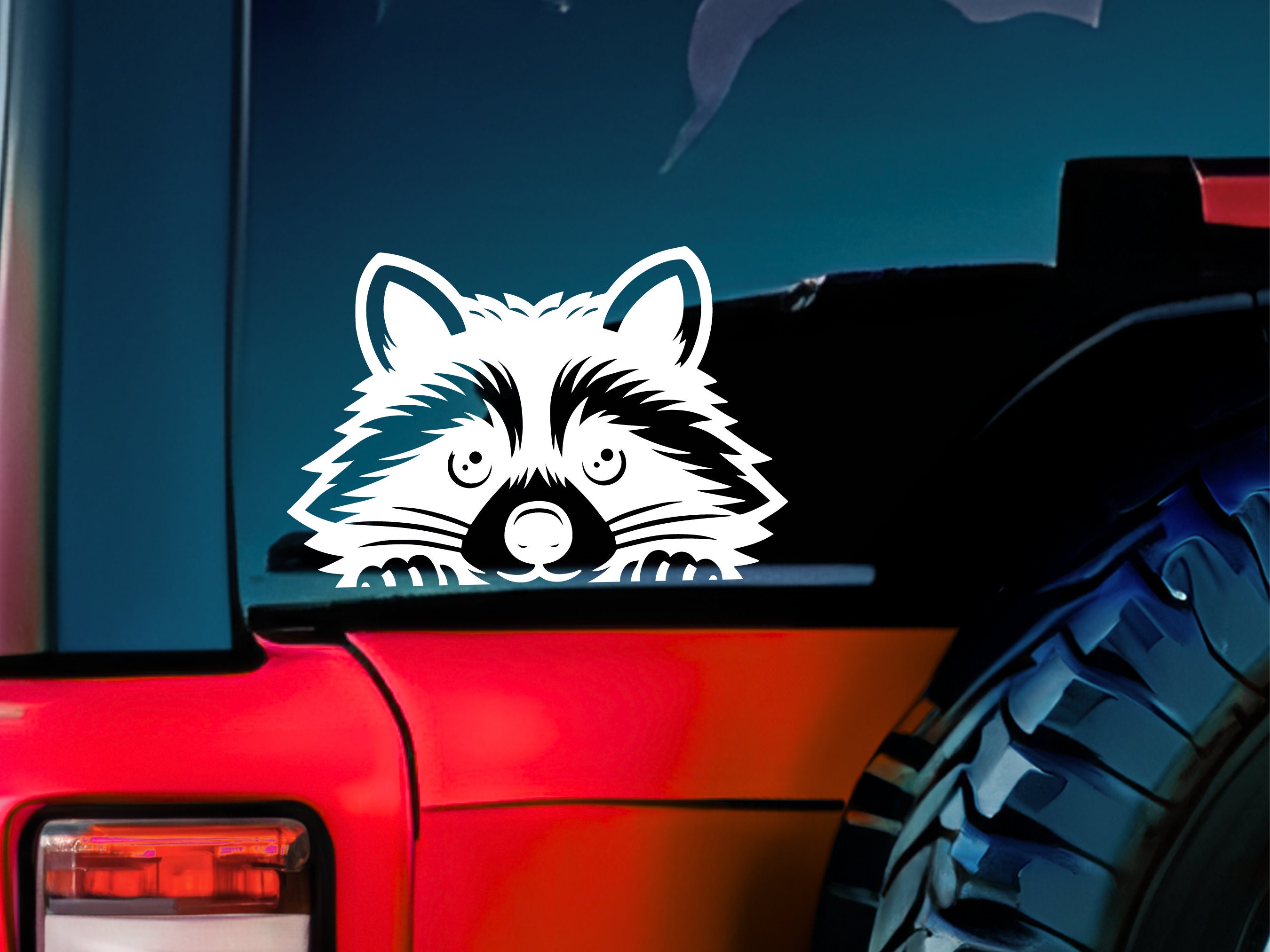 Rocking Raccoon Car Window Decal Rocking Raccoon Sticker Pack Of 2 - 5-Inch Funny Car Decal For Laptop, Window & More Raccoon Stickers