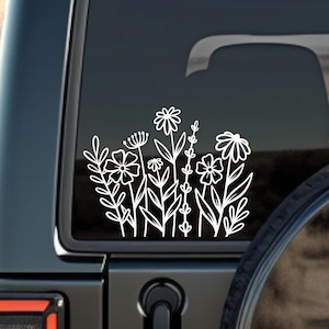 Wildflower Vinyl Decal - Wildflower Sticker Wildflower Car Decals for Laptop Decal for Tumblers Water Bottle Decals for Trucks Mirror Window
