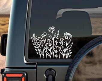 Wildflower Vinyl Decal - Wildflower Sticker Wildflower Car Decals for Laptop Decal for Tumblers Water Bottle Decals for Trucks Mirror Window