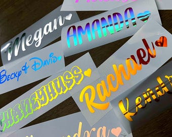 カスタムテキストビニールデカール - ラップトップ用ビニールネームデカールステッカー、パーソナライズデカールステッカー、カスタムネームステッカー、タンブラー用カーデカール