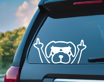 Middle Finger Dog Car Decal - Vinyl Decal Funny Dog Sticker Dog Sunglasses Window Decal Bumper Stickers Funny Cute Car Decals Tumbler Laptop