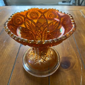 Vintage Imperial Glass Marigold Carnival Glass Compote Dish