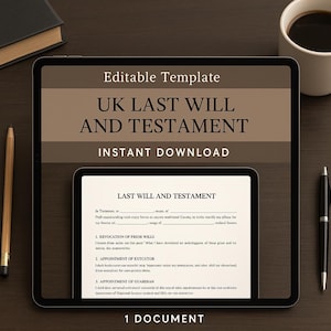 Editable UK Last Will & Testament – Instant Download, Printable Legal Template