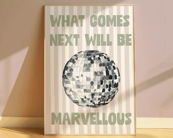 Fred Again Poster, Disco Ball Print Decor, Music Song Lyrics Wall Art, Light Pink Wall Art, Sage Green Wall Art, Maximalist