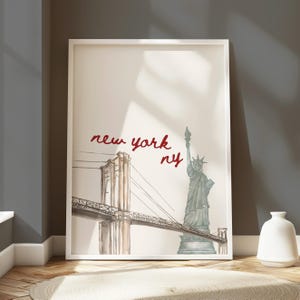 Poster del New Yorker, stampa poster di New York, stampa artistica di New York, poster della mappa di New York City, arte murale vintage, stampa del ponte di Brooklyn, arte di Central Park
