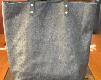 Grey Leather Tote