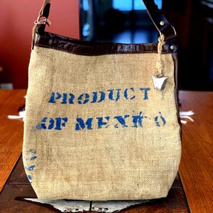 Burlap and Leather Tote