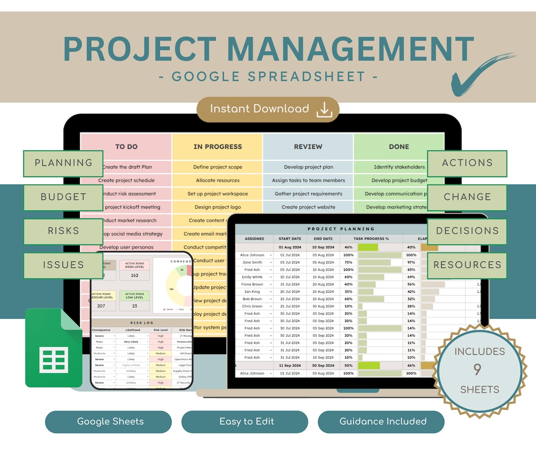 Ultimate Project Management Spreadsheet | Comprehensive Template ...