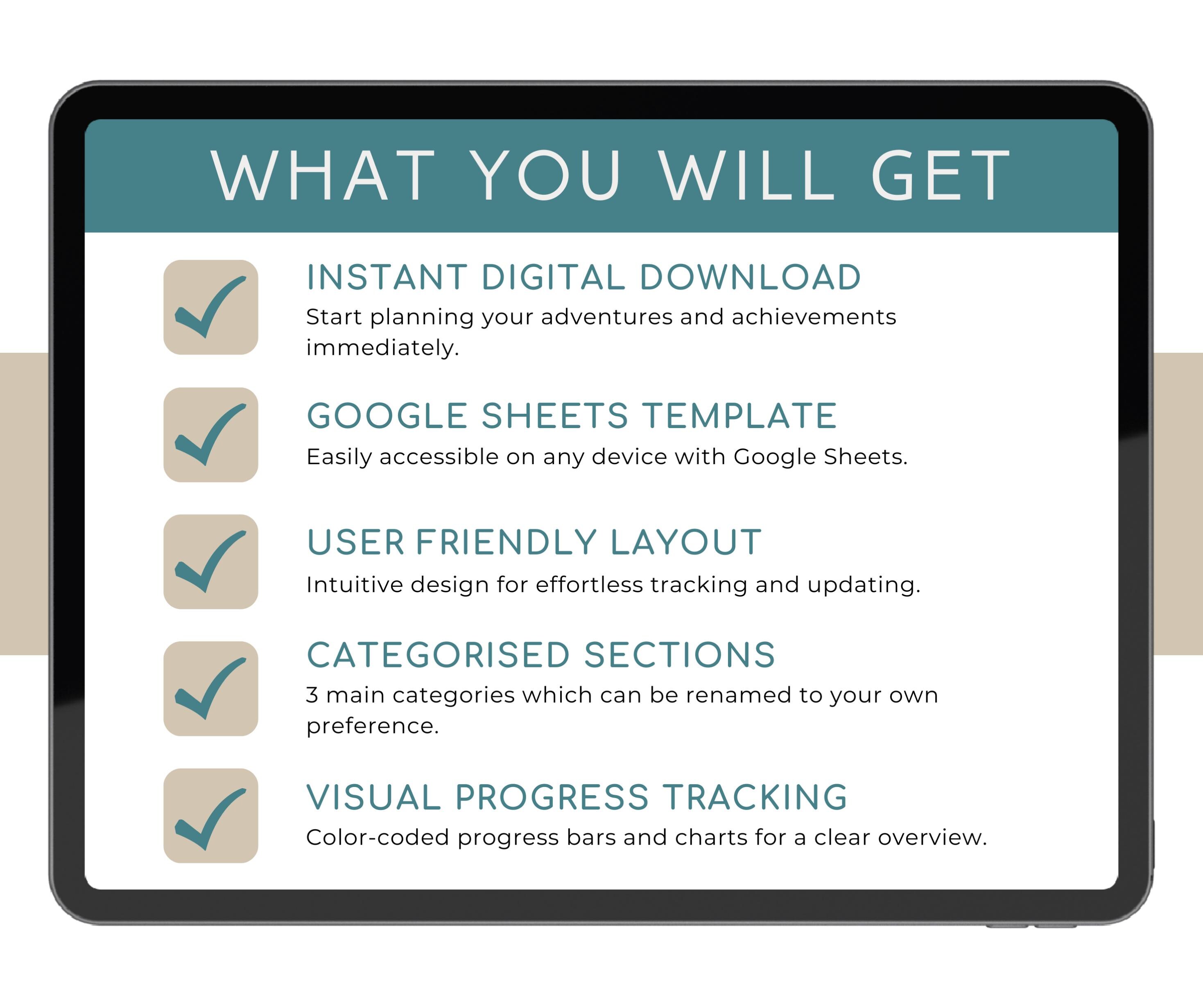 Bucket List Tracker Spreadsheet Template, Bucket List Google Sheets ...