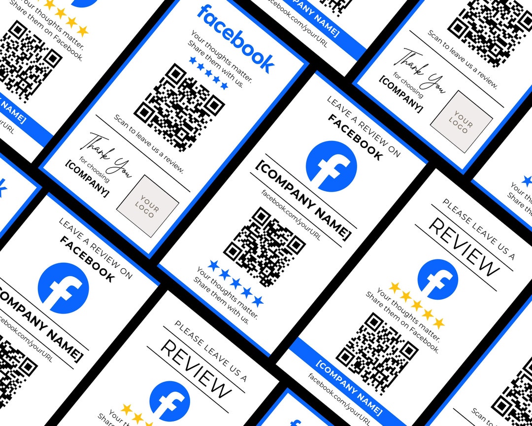 Customizable Facebook Review QR Code Template, Canva Editable (instant ...