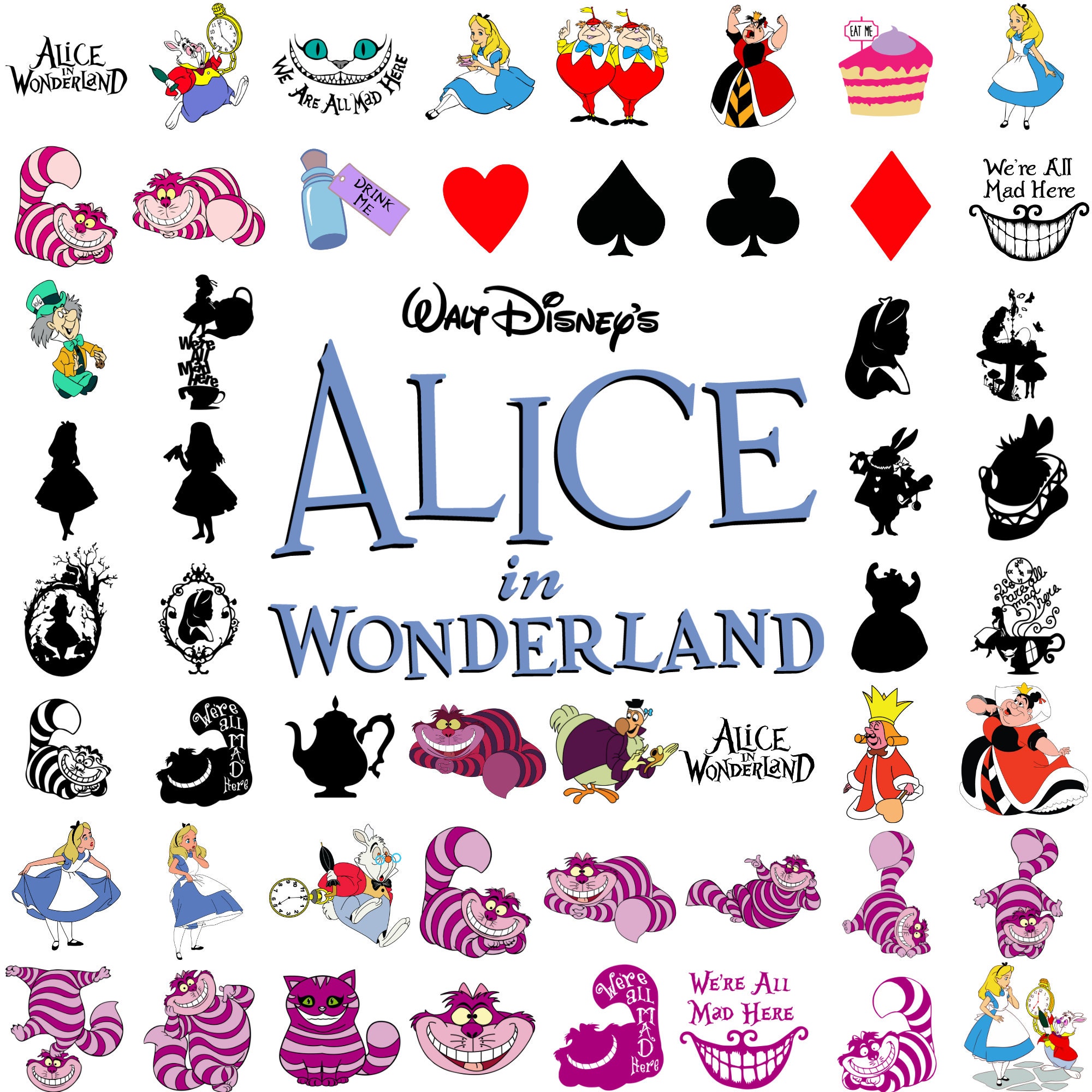 110 Files Alice in Wonderland SVG Bundle, Alice SVG, Princess Svg ...