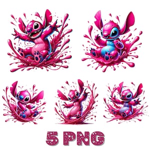 Angel Png Bundle, Stitch Couple Png, Stitch Love Png, Stitch Angel Png, Stitch Png, Stitch and Pink Stitch Watercolor, stitch pink clipart
