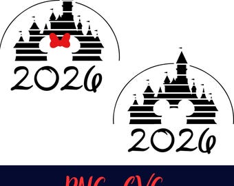 Family Vacation 2026 Castle Ears Bundle, Mickey Head Trip Design, SVG PNG Digital Download