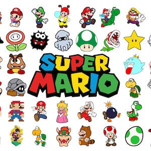 Super Mario SVG-Bundle für Cricut und Sublimation, Mario Cut-Dateien, Mario Clipart, Super Mario-Schrift, Mario PNG, Mario Familie geschnitten