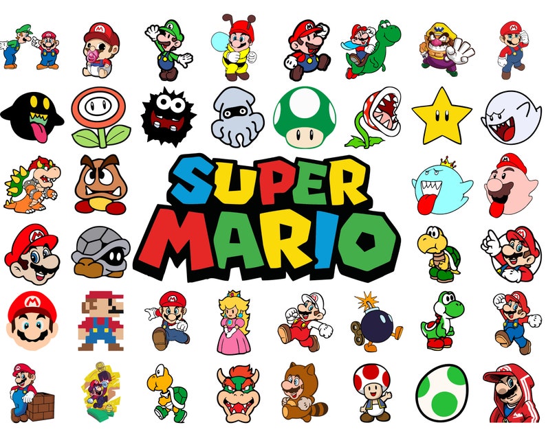 Mario Group Vector Super Mario SVG Bundle for Cricut and Sublimation, Mario Cut Files ...