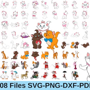 310 Files Aristocats SVG PNG Clipart Layered files for Cricut cutting print Instant Digital Download Clipart sublimation frozen Cats Paris