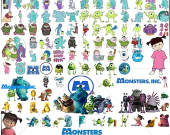 Imágenes prediseñadas de monstruos, fuentes de monstruos (TTF), SVG de monstruos, descarga instantánea, SVG de monstruos Sully Mike Monsters, decoración imprimible, plantillas de cumpleaños