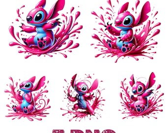Stich Engel Png Bundle, Stich Paar Png, Stich Liebe Png, Stich Engel Png, Stich Png, Stich und Rosa Stich Aquarell, Stich Rosa Clipart