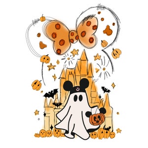 Muse Ghost Png, Watercolor Castle Png, Halloween Castle Png, Fall castle png, Halloween Png, Ghost Png, Halloween Family, Mouse Ear Castle