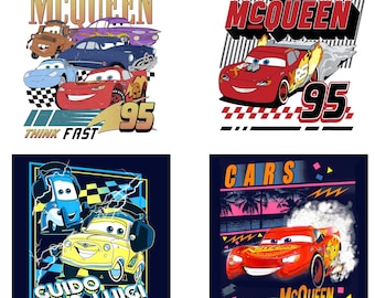 Lightning McQueen Cars Racing Bundle Png, Retro Cartoon Car Designs