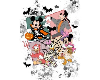Happy Halloween Mouse And Friend Svg, Halloween Masquerade Svg, Trick Or Treat Svg, Spooky Vibes Svg, Png Files For Cricut Sublimation