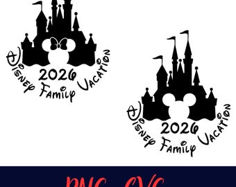 Family Vacation 2026 Mouse Head Castle Design SVG PNG Cut Files Bundle
