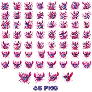 Angel Png Bundle, Stitch Couple Png, Stitch Love Png, Stitch Angel Png, Stitch Png, Stitch and Pink Stitch Watercolor, stitch pink clipart