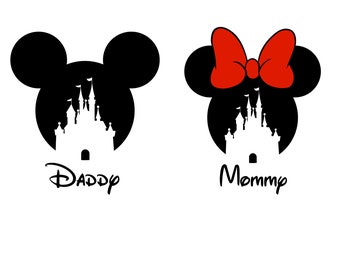 Mamma papà, Famiglia, Topolino Minnie, Contorni, Arco per orecchie di testa, Castello in formato Svg, testa di minnie, bundle Castello in formato Svg, principessa in formato SVG, clipart del castello