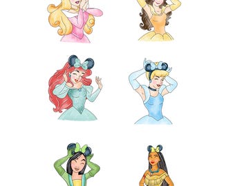 Princess Mickey Ears Portrait Png Set for Shirts and Crafts