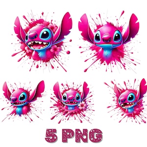 Angel Png Bundle, Stitch Couple Png, Stitch Love Png, Stitch Angel Png, Stitch Png, Stitch and Pink Stitch Watercolor, stitch pink clipart
