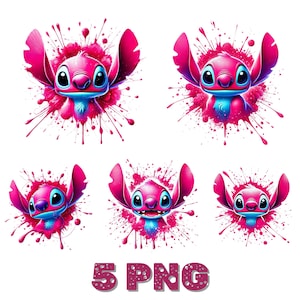 Angel Png Bundle, Stitch Couple Png, Stitch Love Png, Stitch Angel Png, Stitch Png, Stitch and Pink Stitch Watercolor, stitch pink clipart